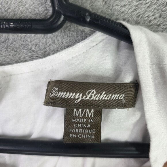 Womens Tommy Bahama White Sleeveless 100% Linen Shift Dress Keyhole Back Size M - Picture 2 of 8